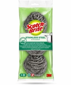 Éponge D’acier Spirale En Acier Inoxydable 3M Scotch-Brite 3 Pièces - Éponge De Nettoyage