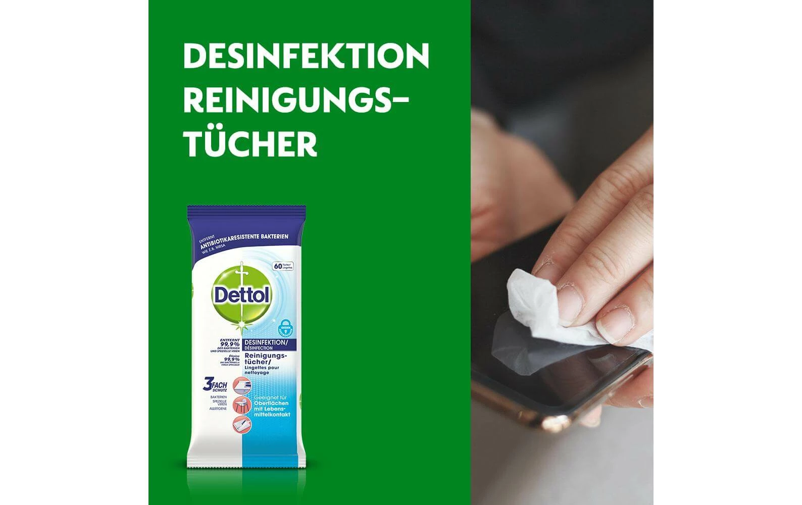 Dettol Chiffons De Nettoyage Polyvalents Désinfection 60 Pièces - Détergents Universels – Image 2