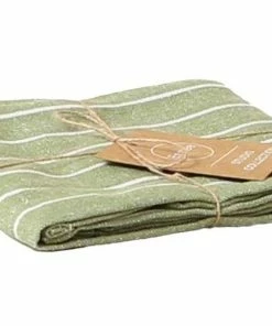 Esmée Torchon Pour La Vaisselle 50 X 70 Cm, Rayé, Vert Olive - Torchon Pour La Vaisselle
