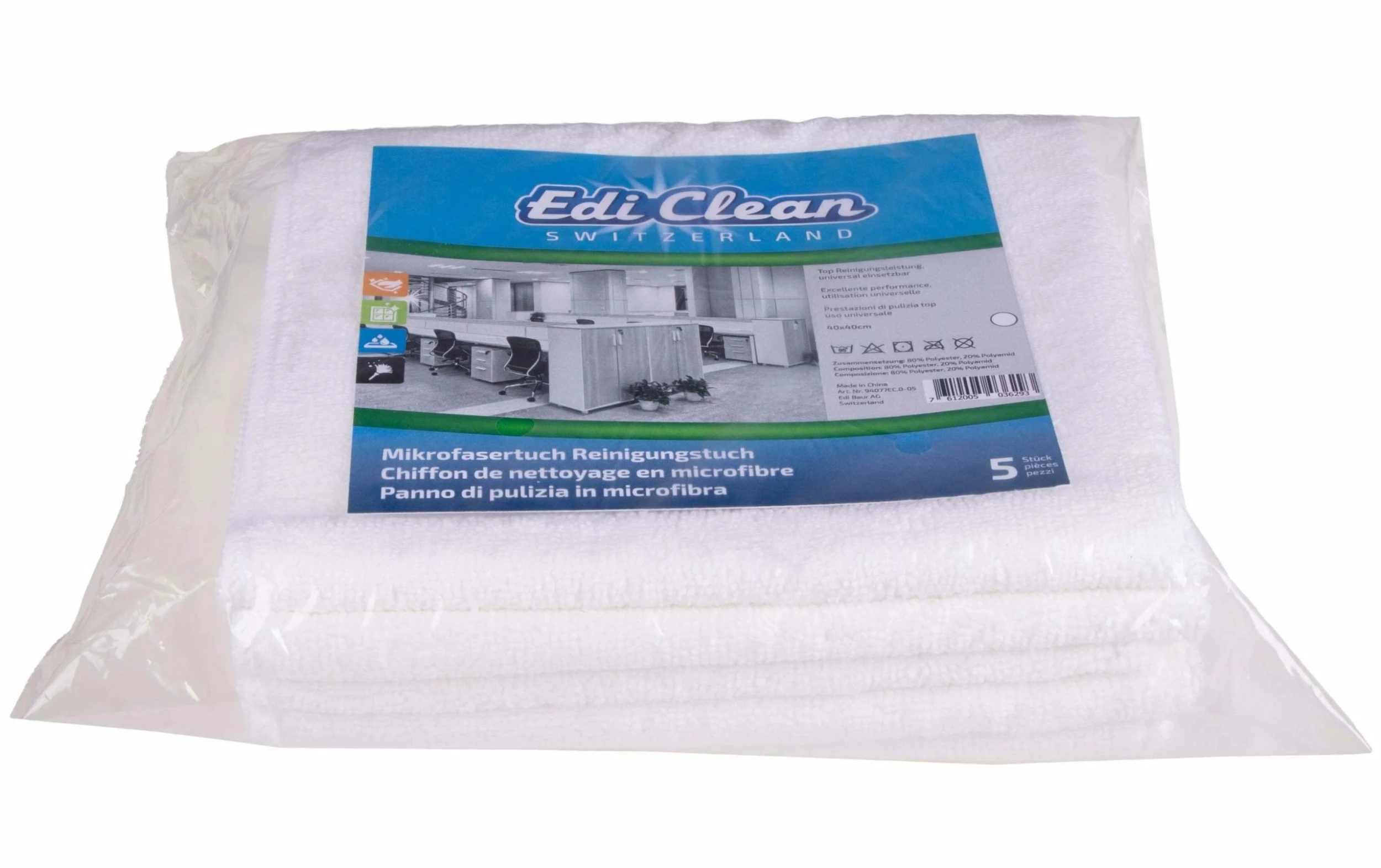 Edi Baur Chiffon De Nettoyage En Microfibre Black And White 5 Pièce/s, Blanc - Chiffon De Nettoyage – Image 3