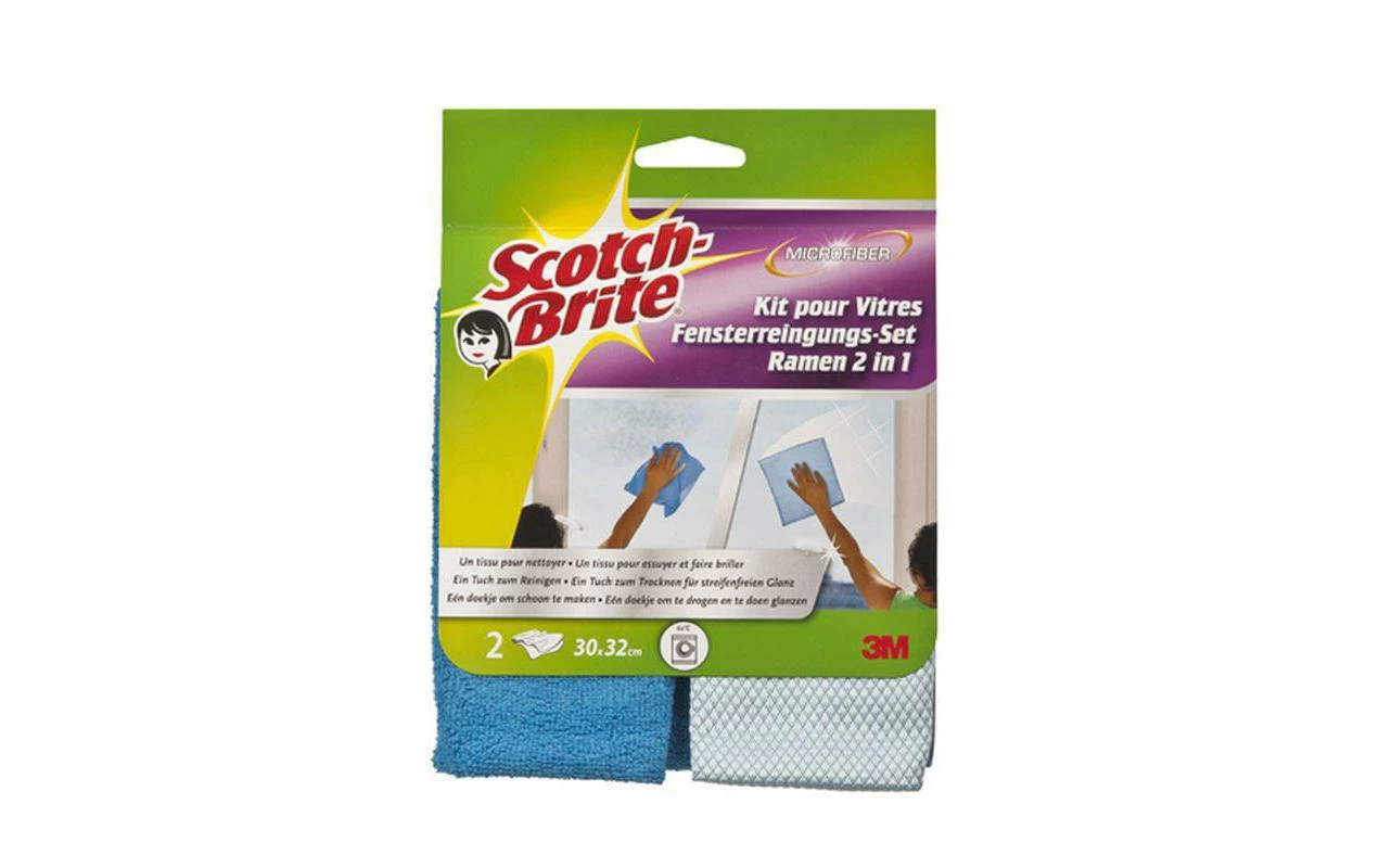 Chiffon à Vitre Scotch-Brite Set Microfibre, 2 Pièces - Chiffon De Nettoyage
