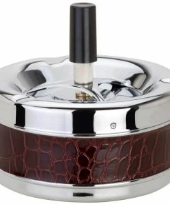 Dameco Cendrier Avec Un Couvercle Centrifuge, Brun/Argenté - Cendrier