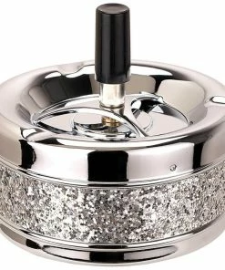 Dameco Cendrier Avec Un Couvercle Centrifuge, Argenté - Cendrier