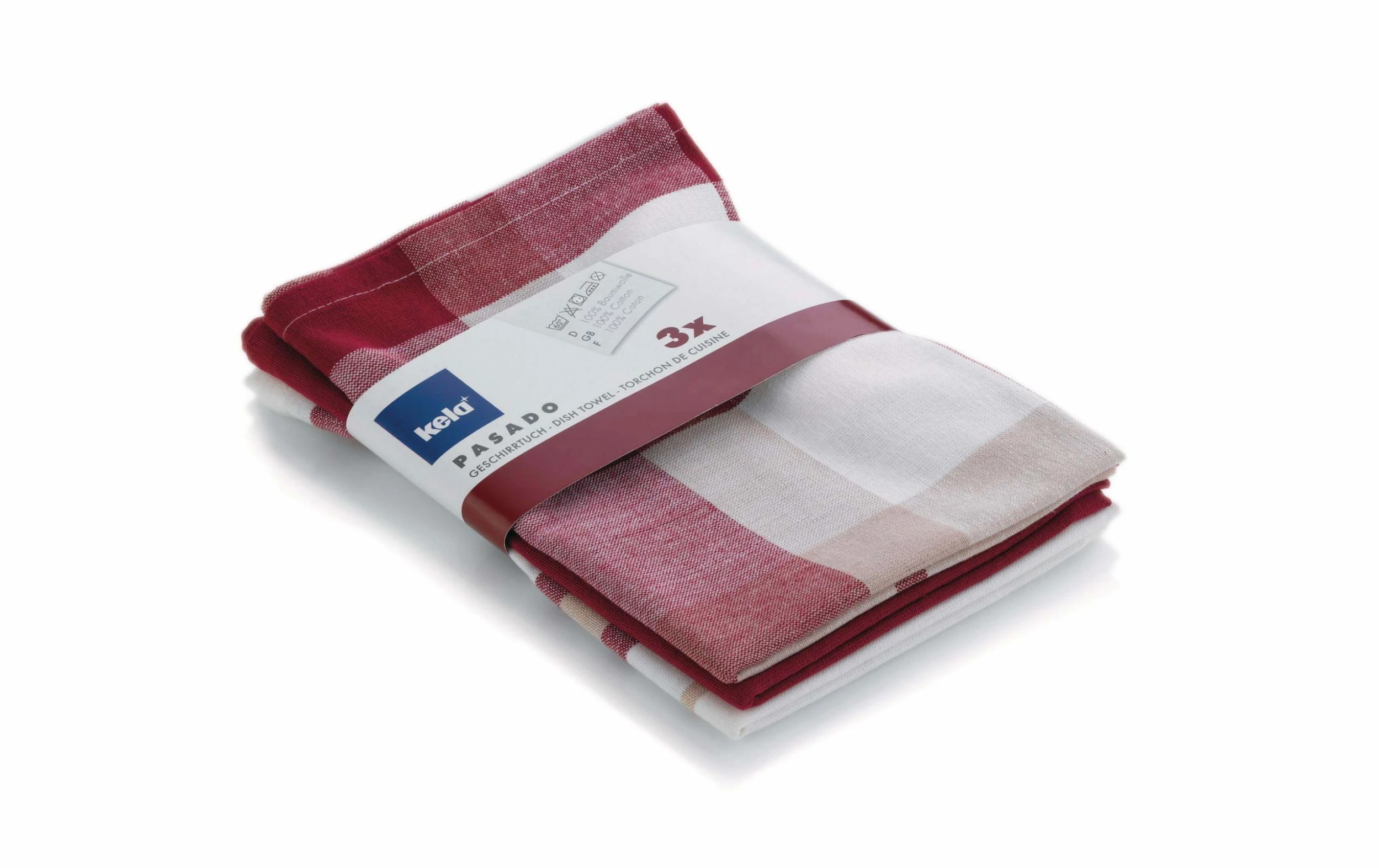 Kela Ensemble De Torchons Pour La Vaisselle Pasado 3 Pièces, Rouge - Torchon Pour La Vaisselle