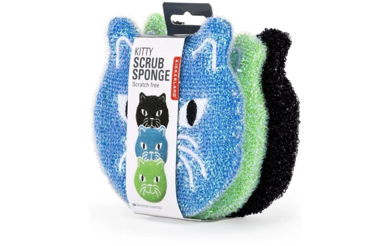 Kikkerland Éponge Chat 3 Pièce/s - Éponge De Nettoyage