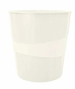 Leitz Corbeille à Papier WOW 15 L, Blanc - Corbeille