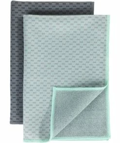 Wenko Torchon Pour La Vaisselle Miko Gris/Vert Clair, 2 Pièces - Torchon Pour La Vaisselle